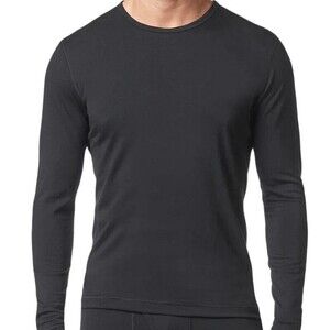 STANFIELDS Shirt Mens XL Black Crew 100% Pure Merino Wool Base Layer Top